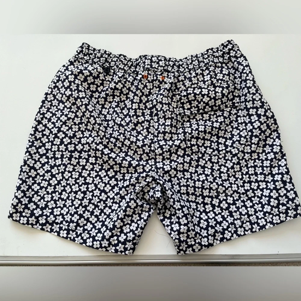 Jack Spade navy and White Floral Swim Trunks